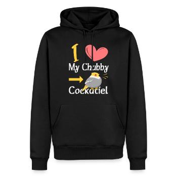 J’aime mon cockatiel potelé - Sweat à capuche Premium bio Homme - noir - Devant - Nico (187cm)