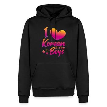 I love Korean boys - Men’s Premium Organic Hoodie - black - Front - Nico (187cm)