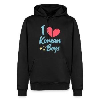 I love Korean boys - Men’s Premium Organic Hoodie - black - Front - Nico (187cm)