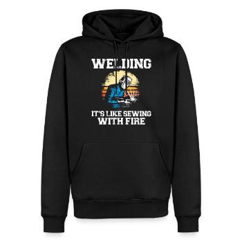 Welder Welding Vintage Retro - Männer Premium Bio Hoodie - Schwarz - Vorne - Nico (187cm)