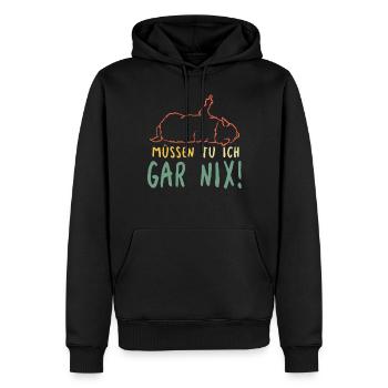 Fauler Hund Müssen Tu Ich Gar Nix Spruch - Männer Premium Bio Hoodie - Schwarz - Vorne - Nico (187cm)
