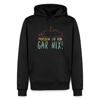 Faules Faultier Müssen Tu Ich Gar Nix Spruch - Männer Premium Bio Hoodie - Schwarz - Vorne - Nico (187cm)