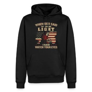 Welder Welding Vintage American - Männer Premium Bio Hoodie - Schwarz - Vorne - Nico (187cm)