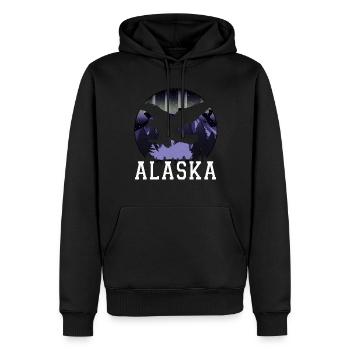 Alaska Geschenk USA Natur Bär Denali Grizzly Wald - Männer Premium Bio Hoodie - Schwarz - Vorne - Nico (187cm)