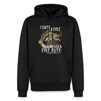 Angeln Geschenk Fischer Angler Petri Heil Rute - Männer Premium Bio Hoodie - Schwarz - Vorne - Nico (187cm)