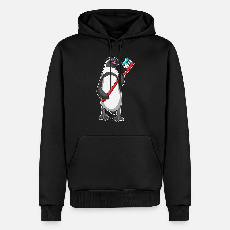Brosse à dents Pingouin - Sweat à capuche Premium bio Homme - noir
