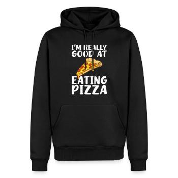 Snack Pizzalove Pizza Lover Geschenk - Männer Premium Bio Hoodie - Schwarz - Vorne - Nico (187cm)