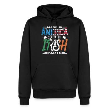 Fabriqué en Amérique avec des pièces irlandaises - Sweat à capuche Premium bio Homme - noir - Devant - Nico (187cm)
