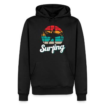 Surfing Surfing Surfing Surfbräda Surfare - Ekologisk premiumluvtröja herr - svart - Fram - Nico (187cm)