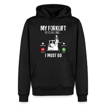 Opérateur de chariot élévateur certifié - Sweat à capuche Premium bio Homme - noir - Devant - Nico (187cm)