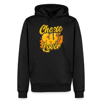 Amateurs de fromage Les amateurs de fromage adorent les dictons doux - Sweat à capuche Premium bio Homme - noir - Devant - Nico (187cm)
