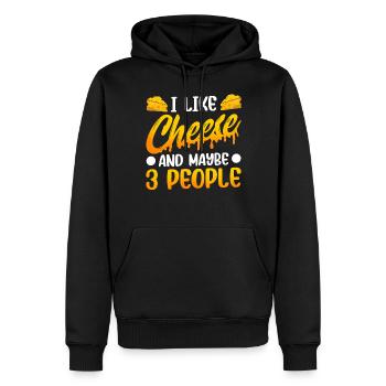 J’aime le fromage et peut-être 3 personnes amateurs sucrés - Sweat à capuche Premium bio Homme - noir - Devant - Nico (187cm)