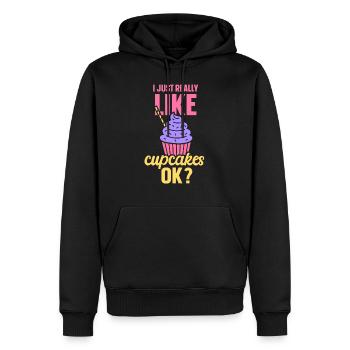 J’aime vraiment les cupcakes cupcakes sucrés - Sweat à capuche Premium bio Homme - noir - Devant - Nico (187cm)