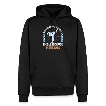 She Is Beauty She Is Grace She Will Kick You In - Männer Premium Bio Hoodie - Schwarz - Vorne - Nico (187cm)