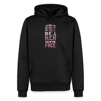 She Is Beauty She Is Grace She Will Kick You In - Männer Premium Bio Hoodie - Schwarz - Vorne - Nico (187cm)