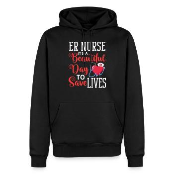 Infirmière d’urgence Premiers soins - Sweat à capuche Premium bio Homme - noir - Devant - Nico (187cm)