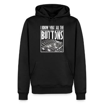 Je sais ce que tous les Buttons font ingénieur du son - Sweat à capuche Premium bio Homme - noir - Devant - Nico (187cm)