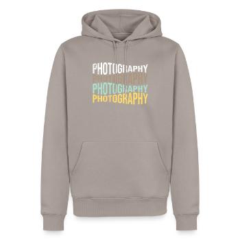 Photographie - Sweat à capuche Premium bio Homme - taupe - Devant - Nico (187cm)