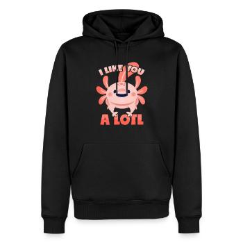 Jeux de mots Axolotl - Sweat à capuche Premium bio Homme - noir - Devant - Nico (187cm)