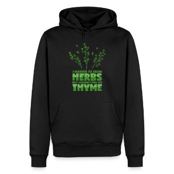 Kräuter Spruch - Thymian Wortwitz - Männer Premium Bio Hoodie - Schwarz - Vorne - Nico (187cm)