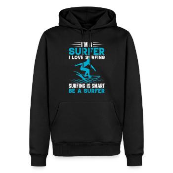 Surfer Je suis un surfeur J’aime surfer sur l’eau Surfeur - Sweat à capuche Premium bio Homme - noir - Devant - Nico (187cm)