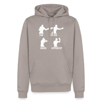 Boxing Martial Arts Boxing Jab Cross Hook Uppercut - Männer Premium Bio Hoodie - Taupe - Vorne - Nico (187cm)
