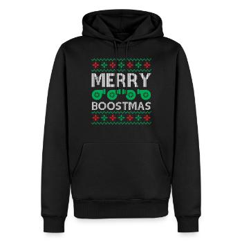 Engine Car Tuning Ugly Christmas - Merry Boostmas - Männer Premium Bio Hoodie - Schwarz - Vorne - Nico (187cm)