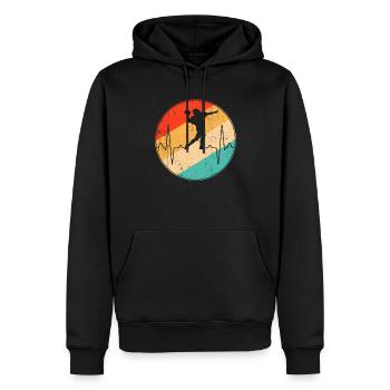 Rugby Retro Herzschlag - Männer Premium Bio Hoodie - Schwarz - Vorne - Nico (187cm)
