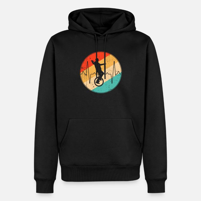 Unicycle Retro Heartbeat - Sweat à capuche Premium bio Homme - noir