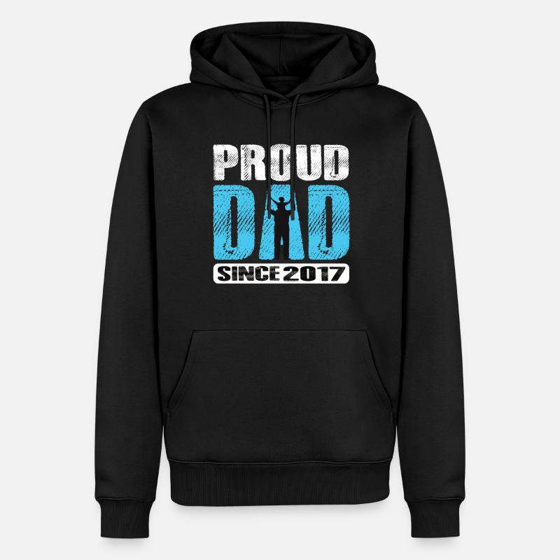 Fier papa depuis 2017 - Sweat à capuche Premium bio Homme - noir