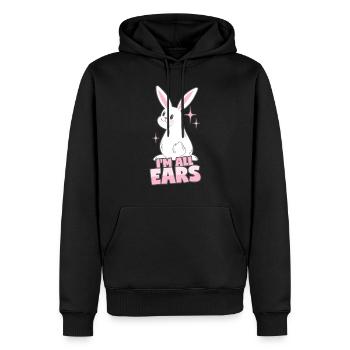 Hase: Ich bin ganz Ohr - Männer Premium Bio Hoodie - Schwarz - Vorne - Nico (187cm)