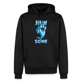 Hai Wortwitz - Jawsome - Männer Premium Bio Hoodie - Schwarz - Vorne - Nico (187cm)