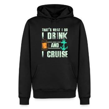 Je bois de la bière et je navigue - Sweat à capuche Premium bio Homme - noir - Devant - Nico (187cm)