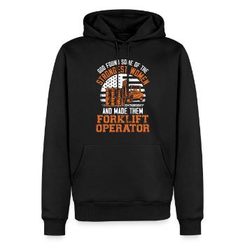 Opérateur de chariot élévateur certifié - Sweat à capuche Premium bio Homme - noir - Devant - Nico (187cm)