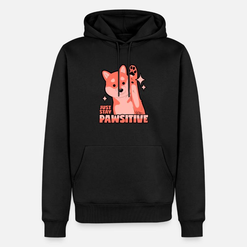 Optimistischer Hund: Pawsitive - Männer Premium Bio Hoodie - Schwarz