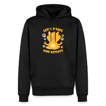 Katze: Pausieren und Reflektieren - Meditation - Männer Premium Bio Hoodie - Schwarz - Vorne - Nico (187cm)