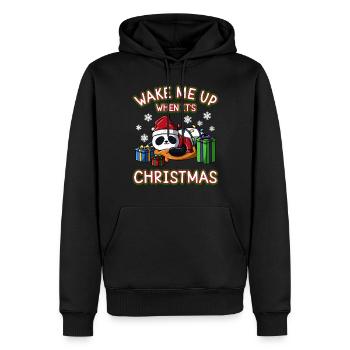 Réveille-moi quand c’est Noël flocons de neige Panda - Sweat à capuche Premium bio Homme - noir - Devant - Nico (187cm)