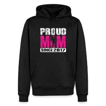 Maman fière depuis 2017 - Sweat à capuche Premium bio Homme - noir - Devant - Nico (187cm)