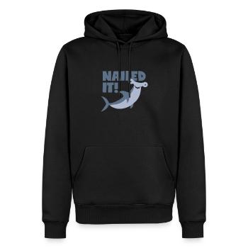 Jeu de mots marteau: « Cloué! » - Sweat à capuche Premium bio Homme - noir - Devant - Nico (187cm)