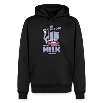 Katze: Nur Milch, Keinen Alkohol! - Männer Premium Bio Hoodie - Schwarz - Vorne - Nico (187cm)