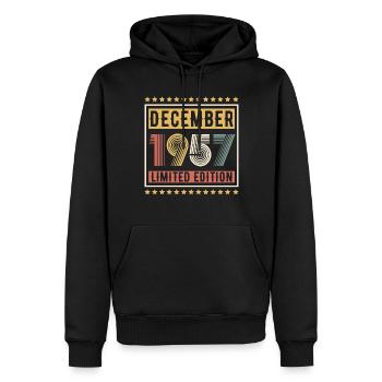 Millésime Décembre 1957 Edition Limitée Anniversaire - Sweat à capuche Premium bio Homme - noir - Devant - Nico (187cm)