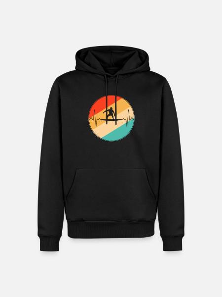 Surfing Retro Heartbeat - Men’s Premium Organic Hoodie - black
