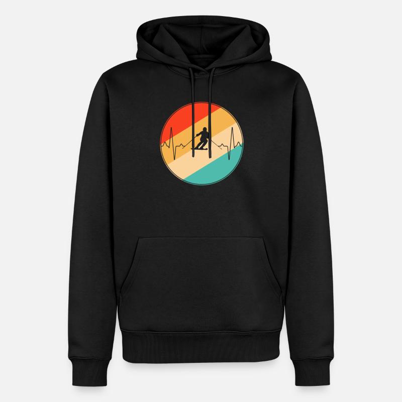 Ski Rétro Heartbeat - Sweat à capuche Premium bio Homme - noir