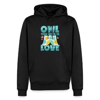 Amour des hiboux - Sweat à capuche Premium bio Homme - noir - Devant - Nico (187cm)