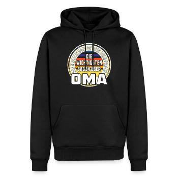 DIE WICHTIGSTEN SAGEN ABER OMA - Männer Premium Bio Hoodie - Schwarz - Vorne - Nico (187cm)