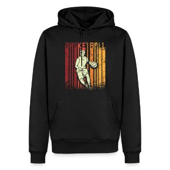 Joueur de basket-ball rétro vintage - Sweat à capuche Premium bio Homme - noir - Devant - Nico (187cm)