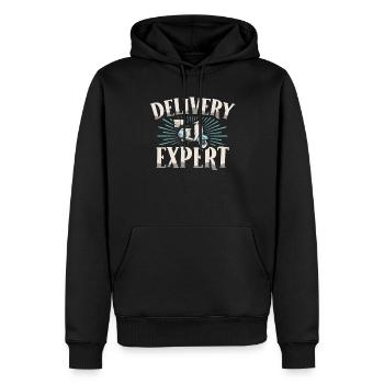 Travail d’expert en livraison Food Rider - Sweat à capuche Premium bio Homme - noir - Devant - Nico (187cm)