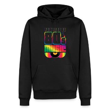 Powered By 80s Music Achtziger 1980 80er Party - Männer Premium Bio Hoodie - Schwarz - Vorne - Nico (187cm)