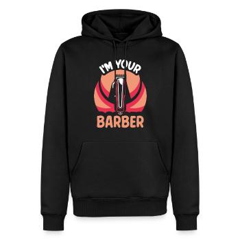 Je suis votre Barbier Barbier Barbershop Barber - Sweat à capuche Premium bio Homme - noir - Devant - Nico (187cm)