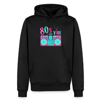 80er Vibe 80er Dekade 1980 Vintage 80er Party - Männer Premium Bio Hoodie - Schwarz - Vorne - Nico (187cm)